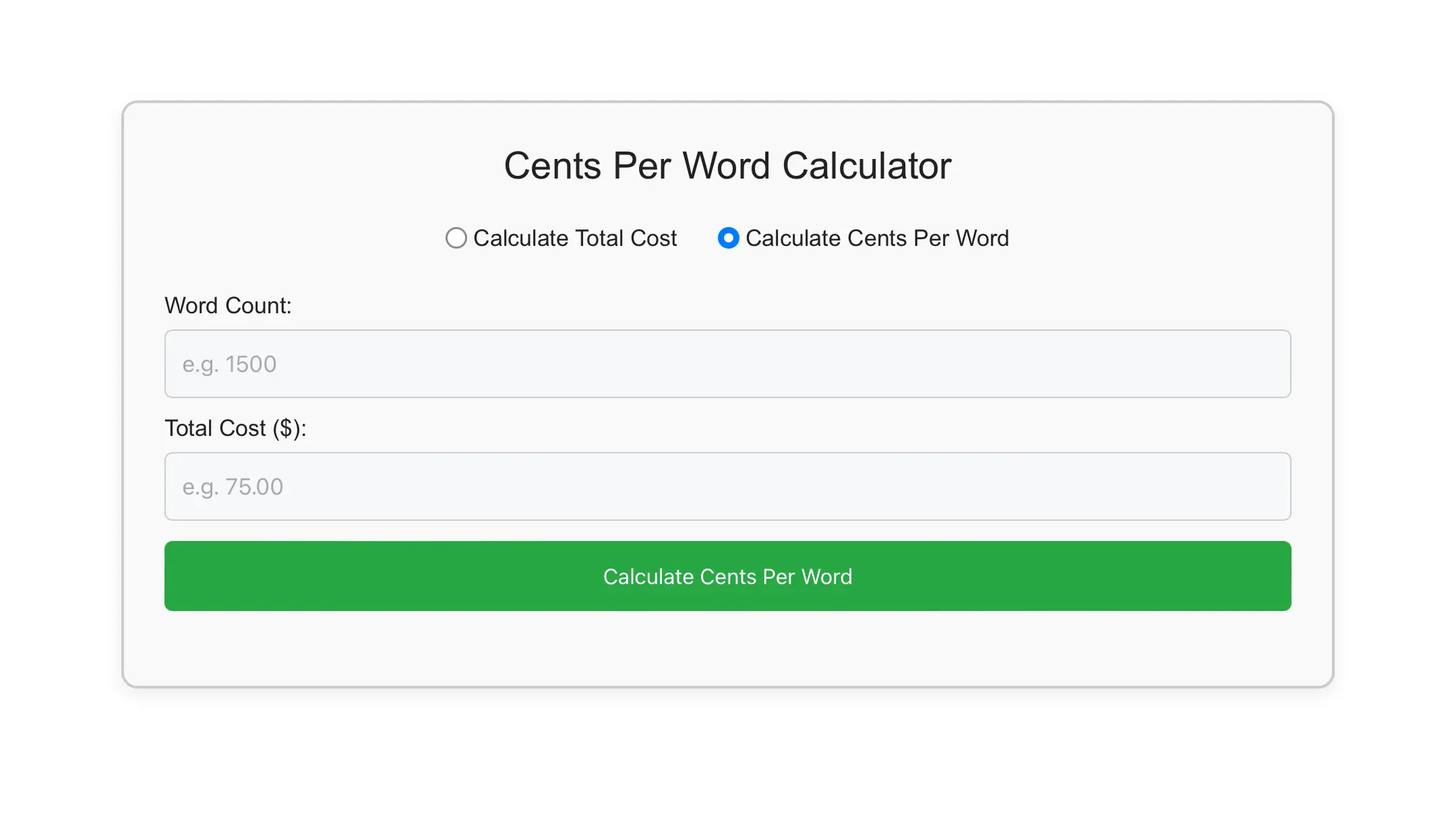 Cents Per Word Calculator