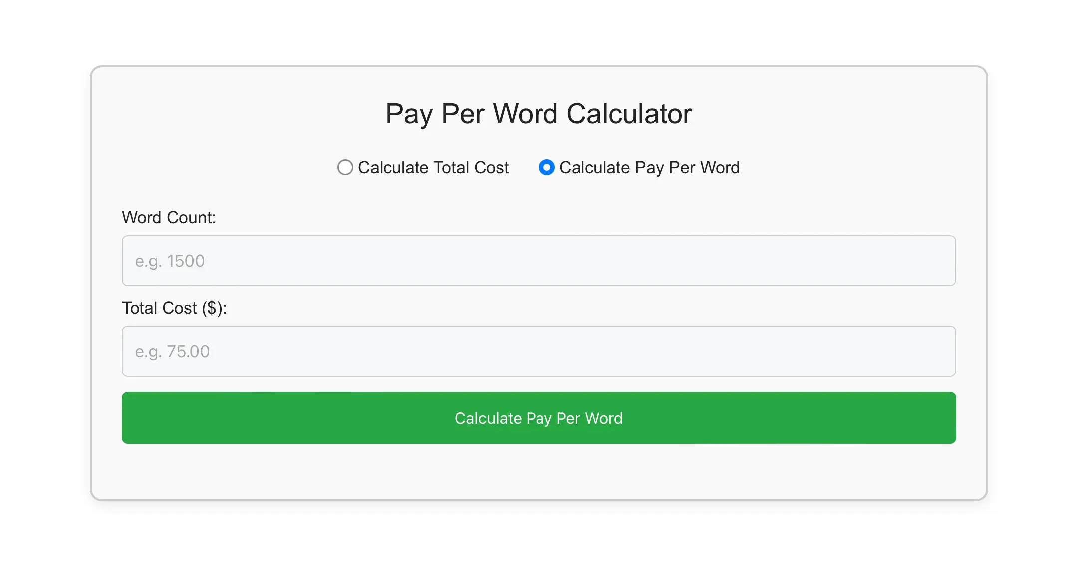 Pay Per Word Calculator